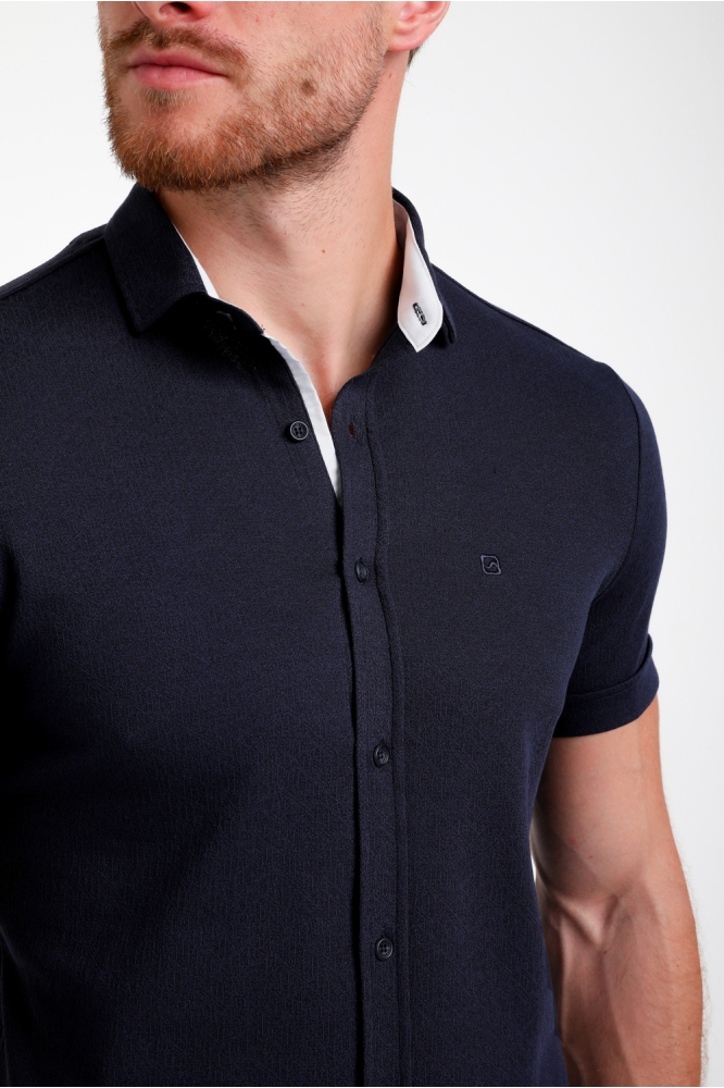 OVERHEMD MET STRUCTUUR 335532 301 navy